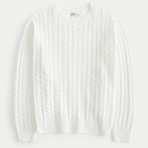 Hollister White Cable Knit Sweater